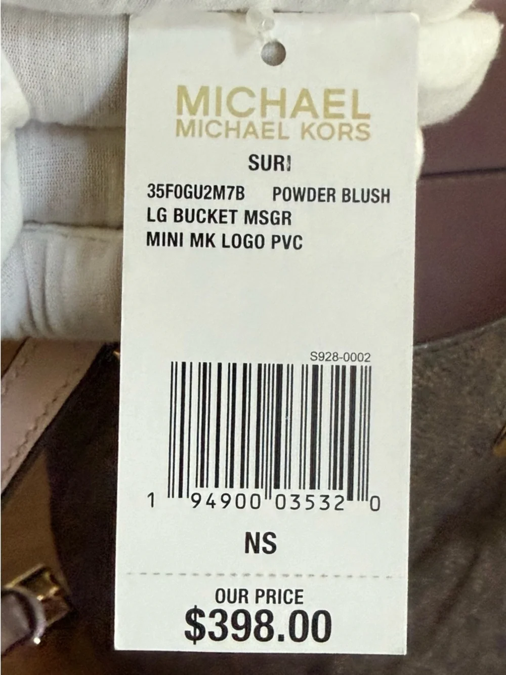 NWT Michael Kors Suri Brown Monogram Bucket Bag with Pale Pink Trim! NEW! - Picture 11 of 15